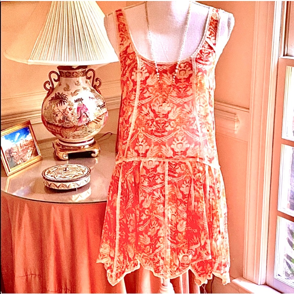 🌺🎉HP🎉🌺 NWOT Free People Creamsicle Voile Lace Slip Dress